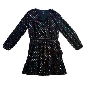 International concepts black dress with rainbow dots size L